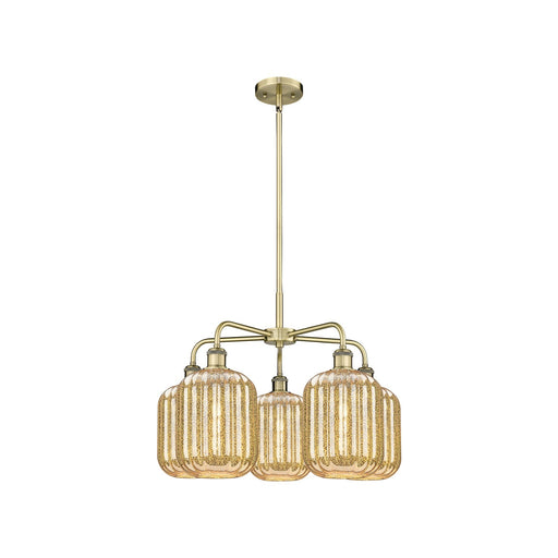 Innovations Preston Cylinder 25in 5-Light Chandelier | Industrial Antique Brass and Mercury Glass | Dining Room & Living Room | Model 516-5CR-AB-G460-7ME