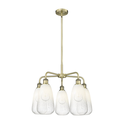 Innovations Brookhaven Almond 25in 5-Light Chandelier | Industrial Antique Brass and Opal Glass | Dining Room & Living Room | Model 516-5CR-AB-G480-6OP