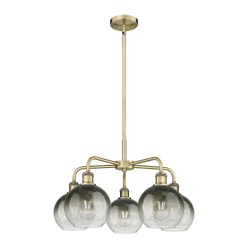 Innovations Brookhaven Globe 26in 5-Light Chandelier | Industrial Antique Brass Steel and Slate Glass | Dining Room & Living | Model 516-5CR-AB-G483-8SL