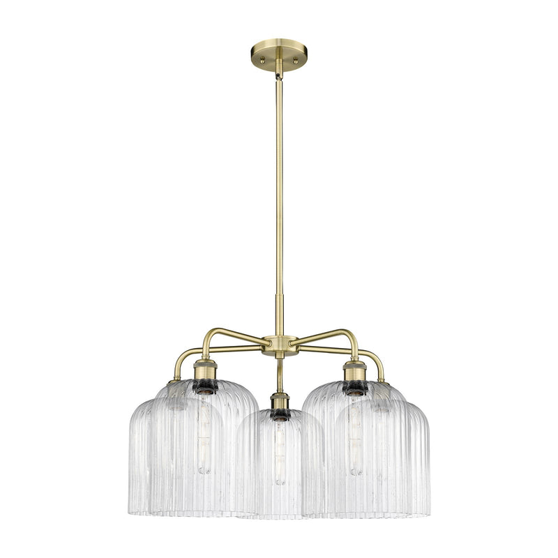 Innovations Bridal Veil 23in 5-Light Chandelier | Art Nouveau Antique Brass and Seedy Glass | Dining Room & Living Room | 23 | Model 516-5CR-AB-G559-8SDY