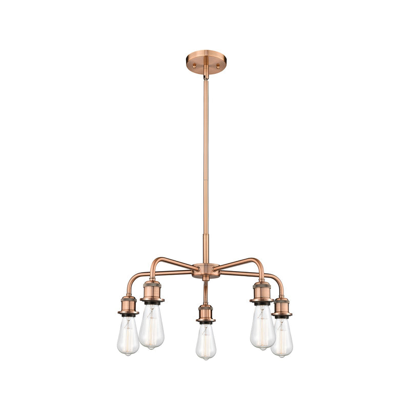 Innovations Ballston 18in 5-Light Chandelier | Industrial Antique Copper Steel and Cast Brass | Damp Rated Kitchen & Dining Room | 18 x | Model 516-5CR-AC