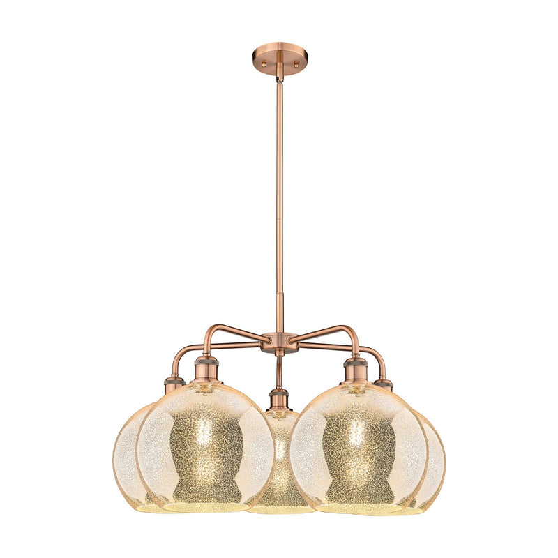 Innovations Athens 28in 5-Light Chandelier | Industrial Antique Copper and Mercury Glass | Dining Room & Living Room | 28 x 28 | Model 516-5CR-AC-G128-10