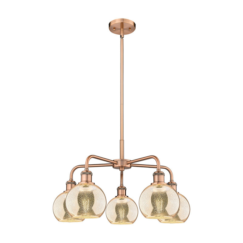 Innovations Athens 24in 5-Light Chandelier | Industrial Antique Copper and Mercury Glass | Living Room & Dining Room | 23.88 x | Model 516-5CR-AC-G128-6