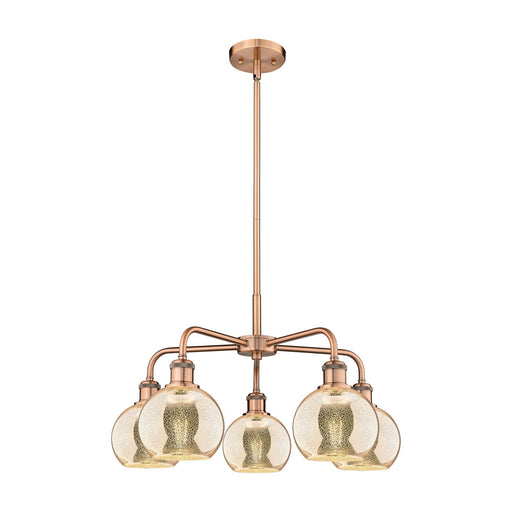 Innovations Athens 24in 5-Light Chandelier | Industrial Antique Copper and Mercury Glass | Living Room & Dining Room | 23.88 x | Model 516-5CR-AC-G128-6