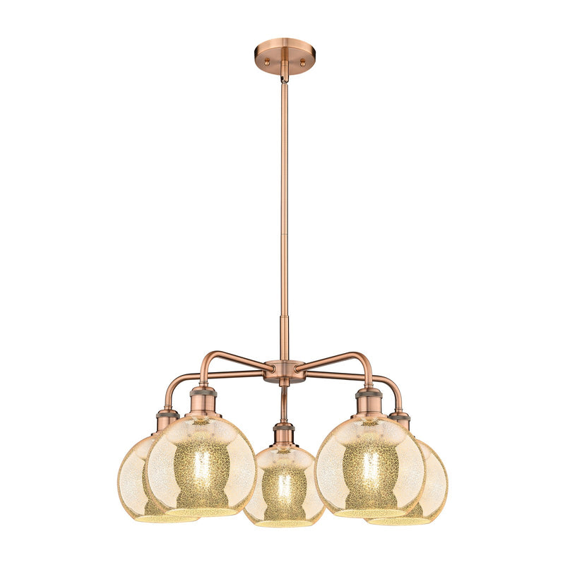 Innovations Athens 26in 5-Light Chandelier | Industrial Antique Copper Steel and Mercury Glass | Dining Room & Living Room | 26 | Model 516-5CR-AC-G128-8