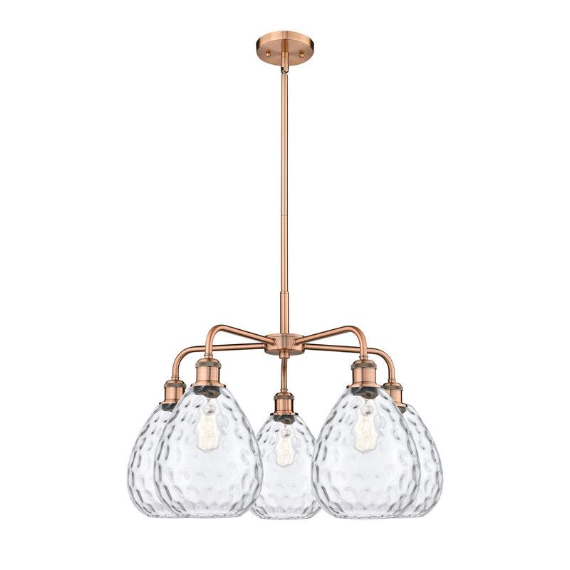 Innovations Waverly 26in 5-Light Chandelier | Industrial Antique Copper and Clear Glass | Dining Room & Living Room | 26 x 26 x | Model 516-5CR-AC-G372