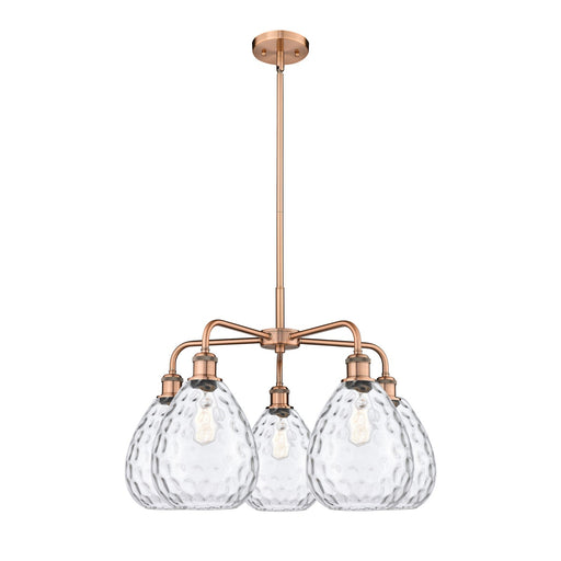 Innovations Waverly 26in 5-Light Chandelier | Industrial Antique Copper and Clear Glass | Dining Room & Living Room | 26 x 26 x | Model 516-5CR-AC-G372