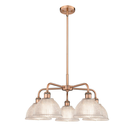 Innovations Arietta 26in 5-Light Chandelier | Industrial Antique Copper Steel and Clear Glass | Dining Room & Living Room | 26 x | Model 516-5CR-AC-G422