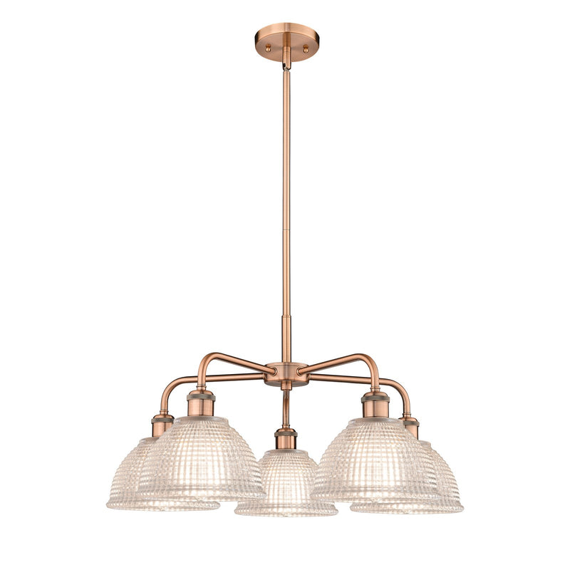 Innovations Arietta 26in 5-Light Chandelier | Industrial Antique Copper Steel and Clear Glass | Dining Room & Living Room | 26 x | Model 516-5CR-AC-G422