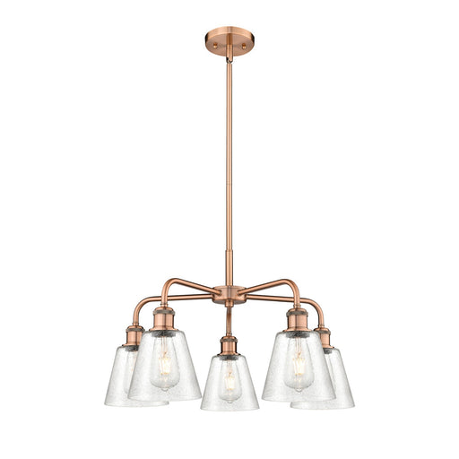 Innovations Caton 24.5in 5-Light Chandelier | Industrial Antique Copper Steel and Frosted Glass | Dining Room & Kitchen Island | Model 516-5CR-AC-G454