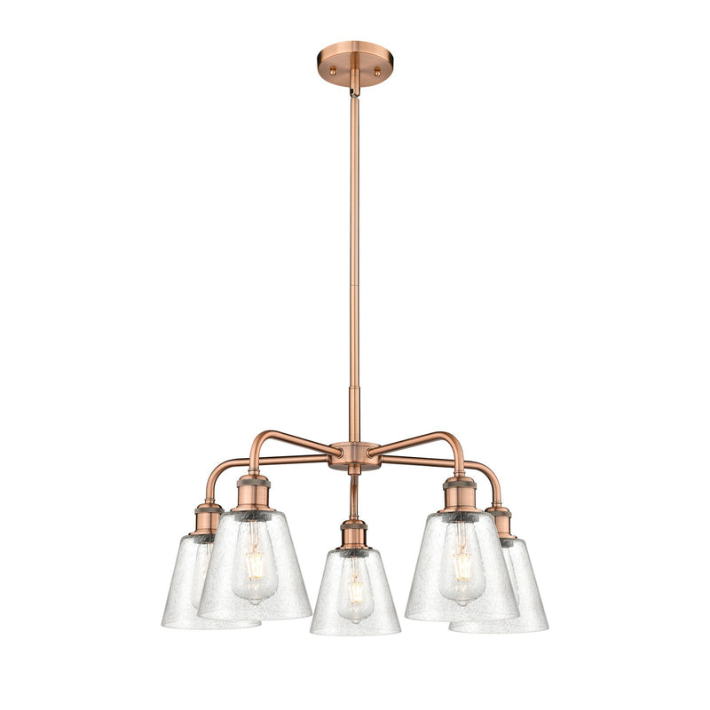Innovations Caton 24.5in 5-Light Chandelier | Industrial Antique Copper Steel and Frosted Glass | Dining Room & Kitchen Island | Model 516-5CR-AC-G454