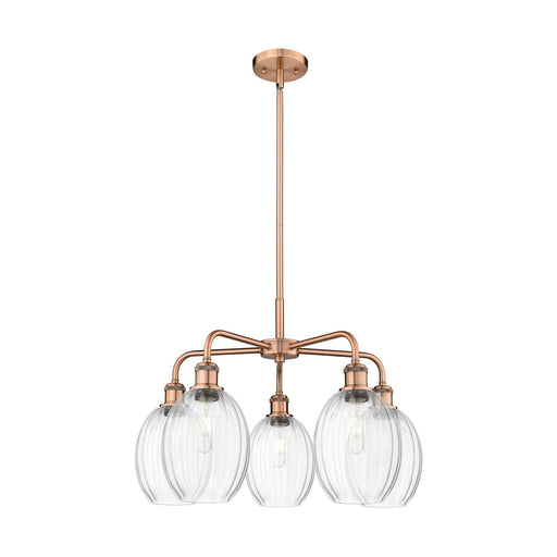 Innovations Preston Bulb 25in 5-Light Chandelier | Industrial Antique Copper and Clear Glass | Dining Room & Living Room | Model 516-5CR-AC-G459-6CL