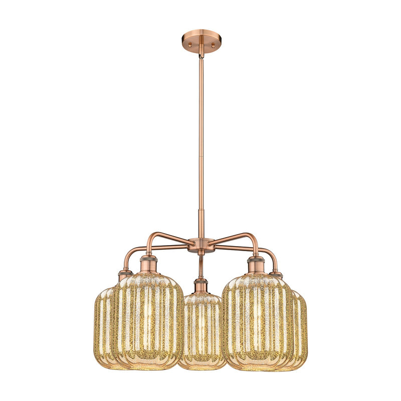 Innovations Preston Cylinder 25in 5-Light Chandelier | Industrial Antique Copper Steel and Mercury Glass | Dining Room & | Model 516-5CR-AC-G460-7ME