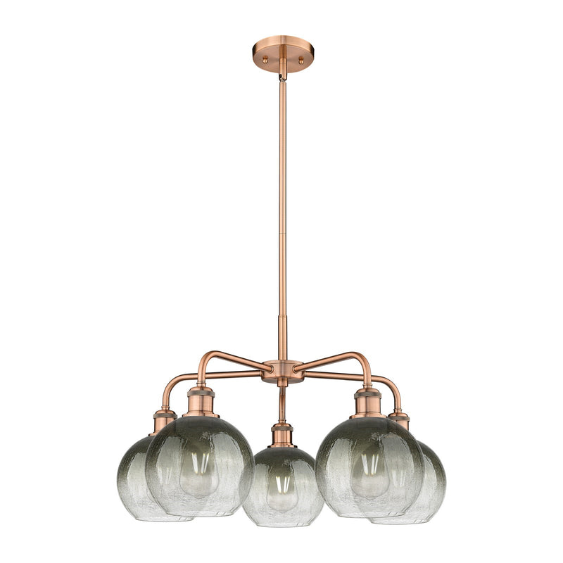 Innovations Brookhaven Globe 26in 5-Light Chandelier | Industrial Antique Copper and Slate Glass | Kitchen Island & Dining | Model 516-5CR-AC-G483-8SL