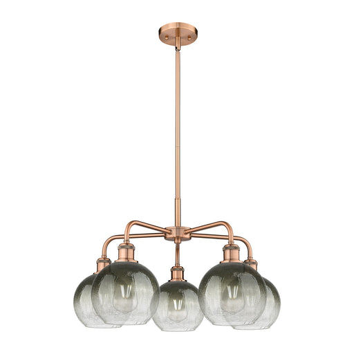 Innovations Brookhaven Globe 26in 5-Light Chandelier | Industrial Antique Copper and Slate Glass | Kitchen Island & Dining | Model 516-5CR-AC-G483-8SL