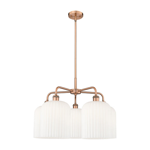 Innovations Bridal Veil 23in 5-Light Chandelier | Art Nouveau Antique Copper and Gloss White Glass | Dining Room & Living | Model 516-5CR-AC-G559-8GWH