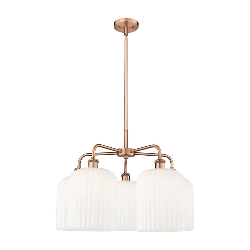 Innovations Bridal Veil 23in 5-Light Chandelier | Art Nouveau Antique Copper and Gloss White Glass | Dining Room & Living | Model 516-5CR-AC-G559-8GWH