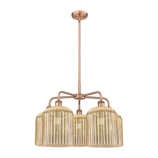 Innovations Bridal Veil 23in 5-Light Chandelier | Art Nouveau Antique Copper Steel and Mercury Ribbed Glass | Dining Room & | Model 516-5CR-AC-G559-8ME