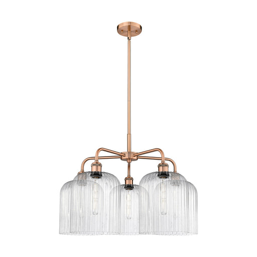 Innovations Bridal Veil 23in 5-Light Chandelier | Art Nouveau Antique Copper Steel and Seedy Ribbed Glass | Dining Room & | Model 516-5CR-AC-G559-8SDY