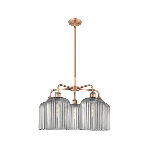 Innovations Bridal Veil 23in 5-Light Chandelier | Art Nouveau Antique Copper and Light Smoke Ribbed Glass | Dining Room & | Model 516-5CR-AC-G559-8SM
