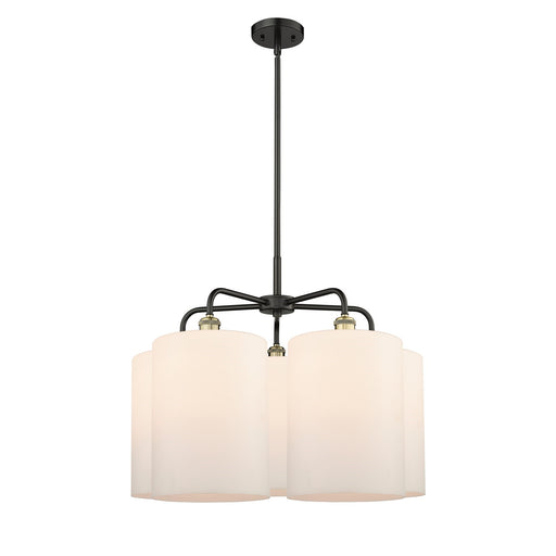 Innovations Cobbleskill 28in 5-Light Chandelier | Industrial Black Antique Brass and Matte White Glass | Kitchen Island & | Model 516-5CR-BAB-G111-L