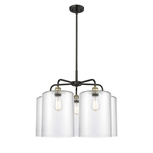 Innovations Cobbleskill 28in 5-Light Chandelier | Industrial Black Antique Brass Steel and Clear Glass | Dining Room & Kitchen | Model 516-5CR-BAB-G112-L