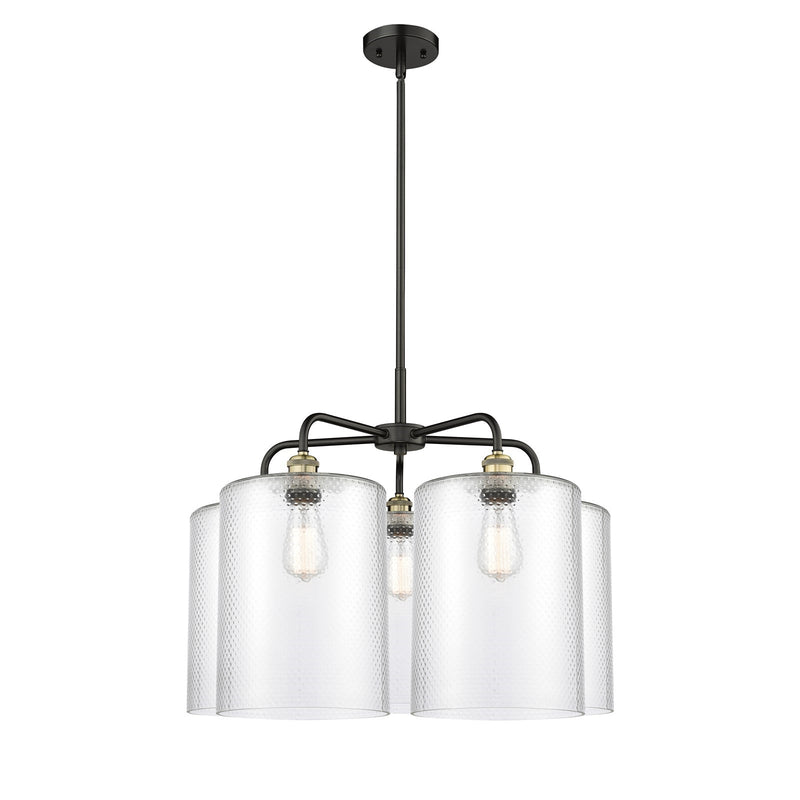 Innovations Cobbleskill 28in 5-Light Chandelier | Industrial Black Antique Brass Steel and Clear Glass | Dining Room & Kitchen | Model 516-5CR-BAB-G112-L
