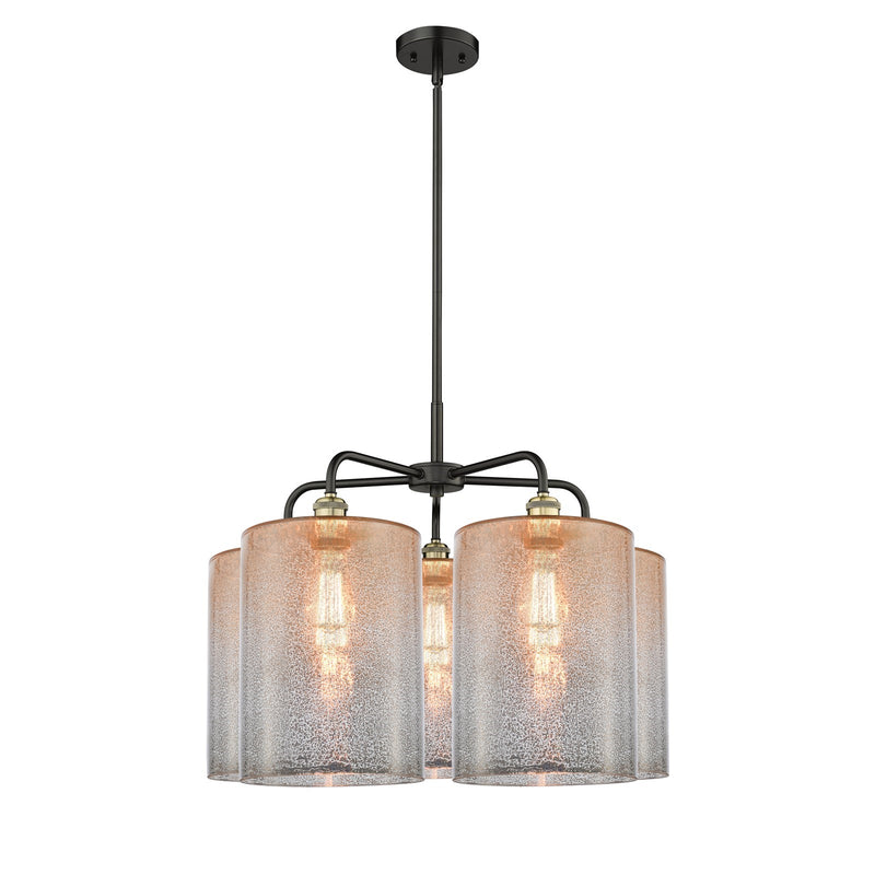 Innovations Cobbleskill 28in 5-Light Chandelier | Industrial Black Antique Brass Steel and Mercury Glass | Dining Room & | Model 516-5CR-BAB-G116-L