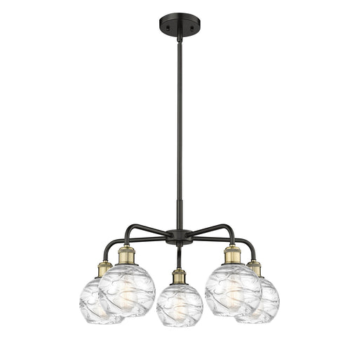 Innovations Athens Deco Swirl 24in 5-Light Chandelier | Industrial Black Antique Brass and Clear Glass | Kitchen Island & | Model 516-5CR-BAB-G1213-6CL