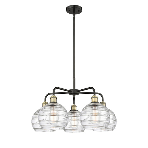 Innovations Athens Deco Swirl 27in 5-Light Chandelier | Industrial Black Antique Brass and Clear Deco Swirl Glass | Dining | Model 516-5CR-BAB-G1213-8CL