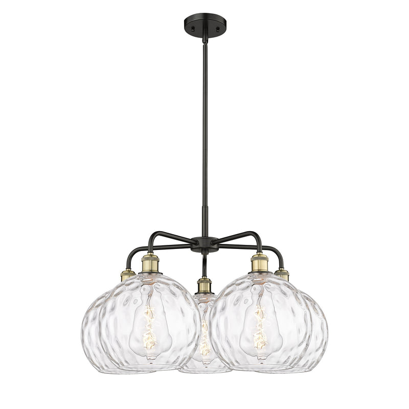 Innovations Athens 28in 5-Light Chandelier | Industrial Black Antique Brass and Clear Water Glass | Kitchen Island & Dining | Model 516-5CR-BAB-G1215-10
