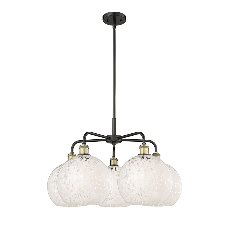 Innovations Lighting White Mouchette 28in 5-Light Chandelier | Art Nouveau Modern Black Antique Brass and White Glass | Model 516-5CR-BAB-G1216-10WM