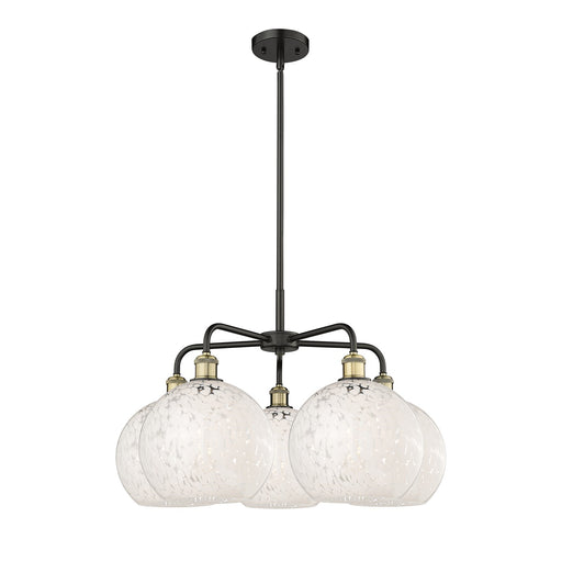 Innovations Lighting White Mouchette 28in 5-Light Chandelier | Art Nouveau Modern Black Antique Brass and White Glass | Model 516-5CR-BAB-G1216-10WM