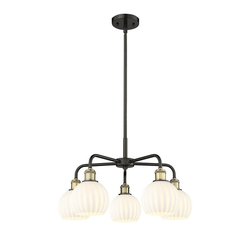 Innovations Lighting Ballston 24in 5-Light Chandelier | Art Nouveau Black Antique Brass and White Venetian Glass | Dining | Model 516-5CR-BAB-G1217-6WV