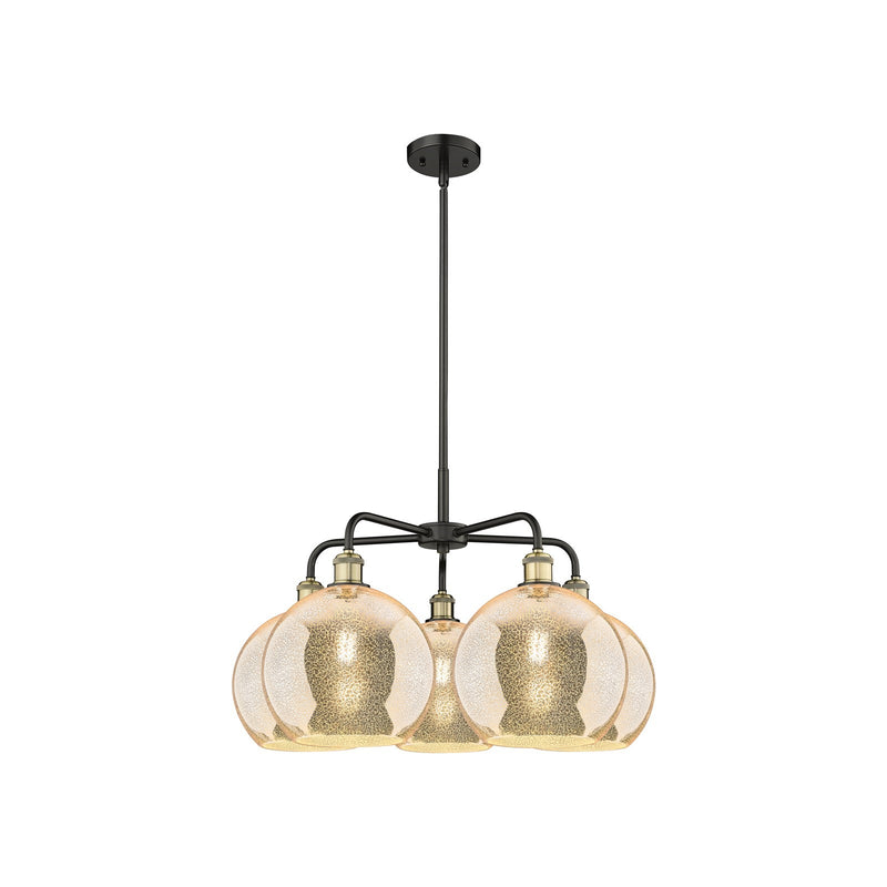 Innovations Athens 28in 5-Light Chandelier | Industrial Black Antique Brass and Mercury Glass | Kitchen Island & Dining Room | Model 516-5CR-BAB-G128-10