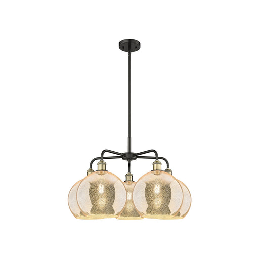Innovations Athens 28in 5-Light Chandelier | Industrial Black Antique Brass and Mercury Glass | Kitchen Island & Dining Room | Model 516-5CR-BAB-G128-10