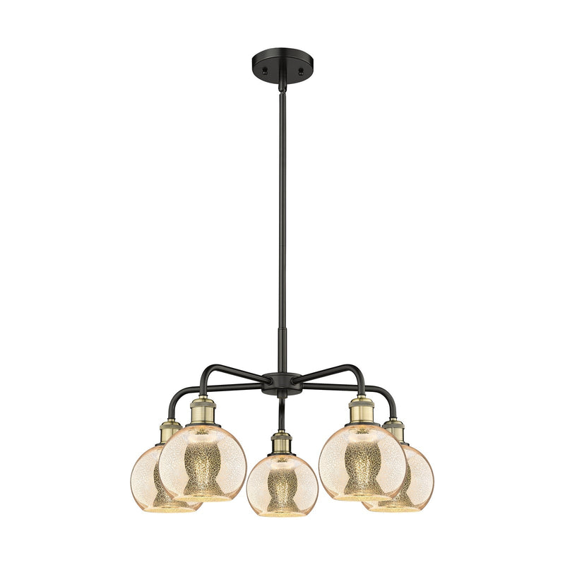 Innovations Athens 24in 5-Light Chandelier | Industrial Black Antique Brass and Mercury Glass | Dining Room & Living Room | Model 516-5CR-BAB-G128-6