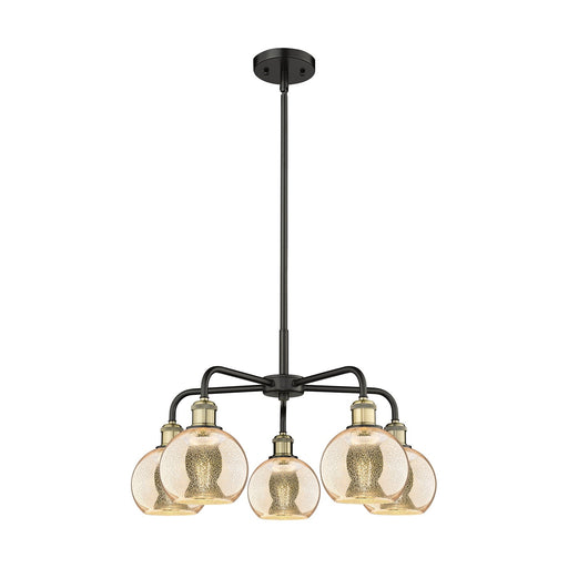 Innovations Athens 24in 5-Light Chandelier | Industrial Black Antique Brass and Mercury Glass | Dining Room & Living Room | Model 516-5CR-BAB-G128-6