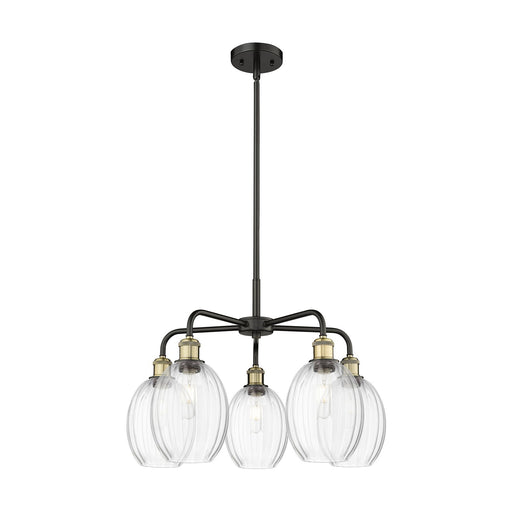 Innovations Preston 25in 5-Light Chandelier | Industrial Black Antique Brass and Clear Glass | Kitchen Island & Dining Room | Model 516-5CR-BAB-G459-6CL