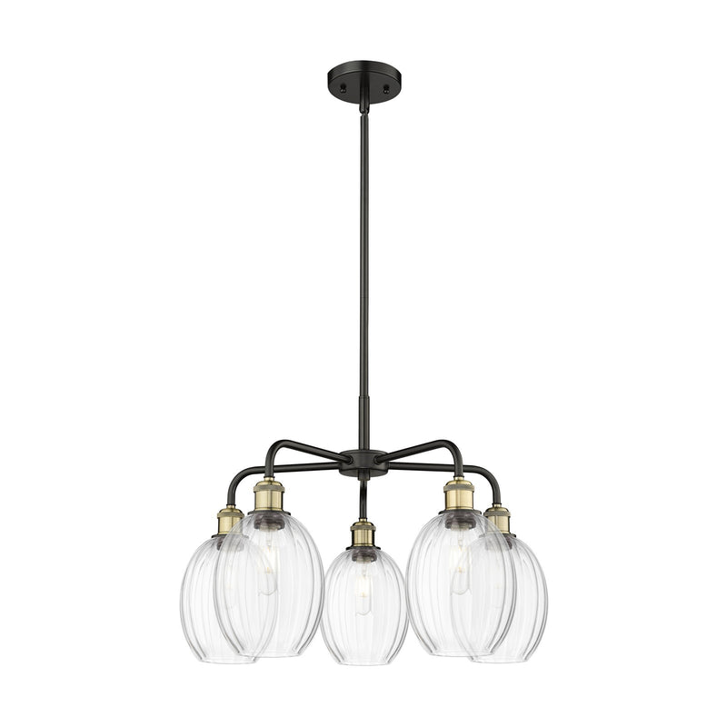 Innovations Preston 25in 5-Light Chandelier | Industrial Black Antique Brass and Clear Glass | Kitchen Island & Dining Room | Model 516-5CR-BAB-G459-6CL