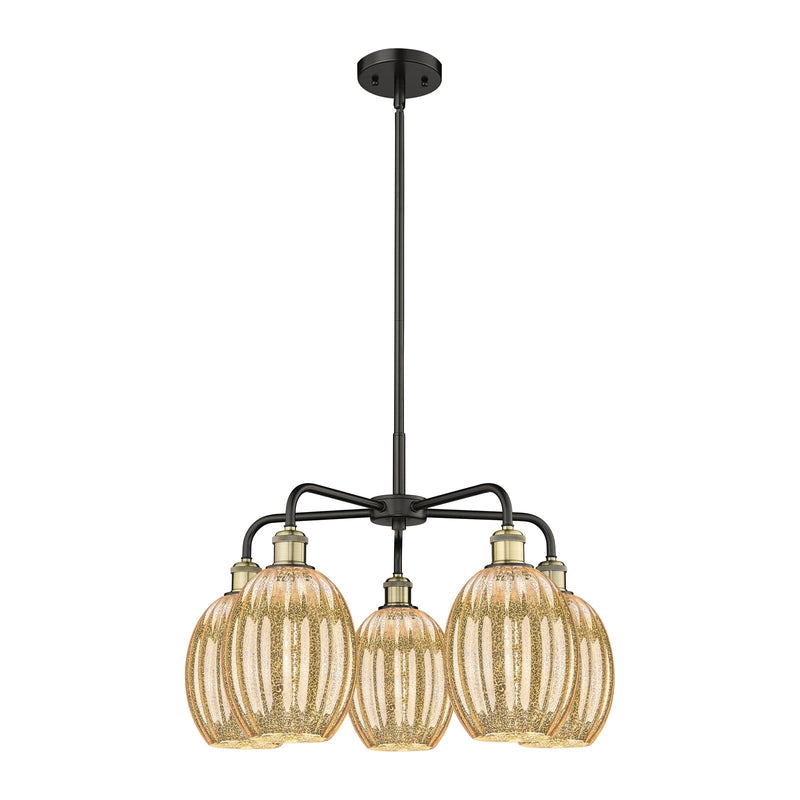 Innovations Preston 25in 5-Light Chandelier | Industrial Black Antique Brass and Mercury Glass | Dining Room & Living Room | Model 516-5CR-BAB-G459-6ME
