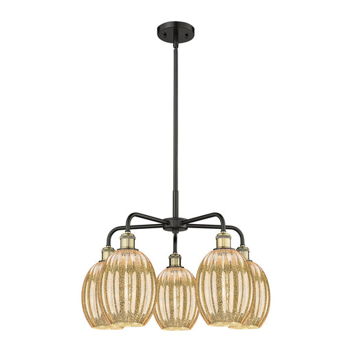 Innovations Preston 25in 5-Light Chandelier | Industrial Black Antique Brass and Mercury Glass | Dining Room & Living Room | Model 516-5CR-BAB-G459-6ME