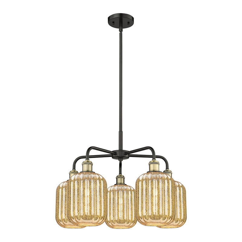 Innovations Preston Cylinder 25in 5-Light Chandelier | Industrial Black Antique Brass Steel and Mercury Glass | Dining Room & | Model 516-5CR-BAB-G460-7ME