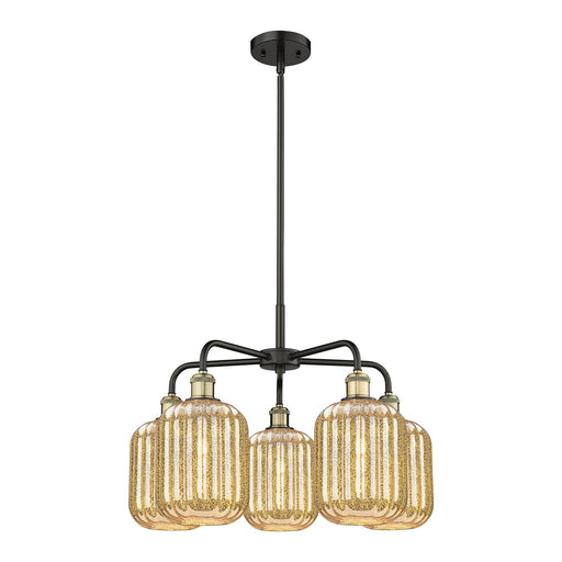 Innovations Preston Cylinder 25in 5-Light Chandelier | Industrial Black Antique Brass Steel and Mercury Glass | Dining Room & | Model 516-5CR-BAB-G460-7ME