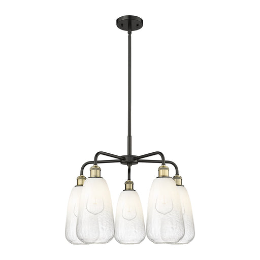 Innovations Brookhaven Almond 25in 5-Light Chandelier | Industrial Black Antique Brass and Opal Glass | Dining Room & Kitchen | Model 516-5CR-BAB-G480-6OP