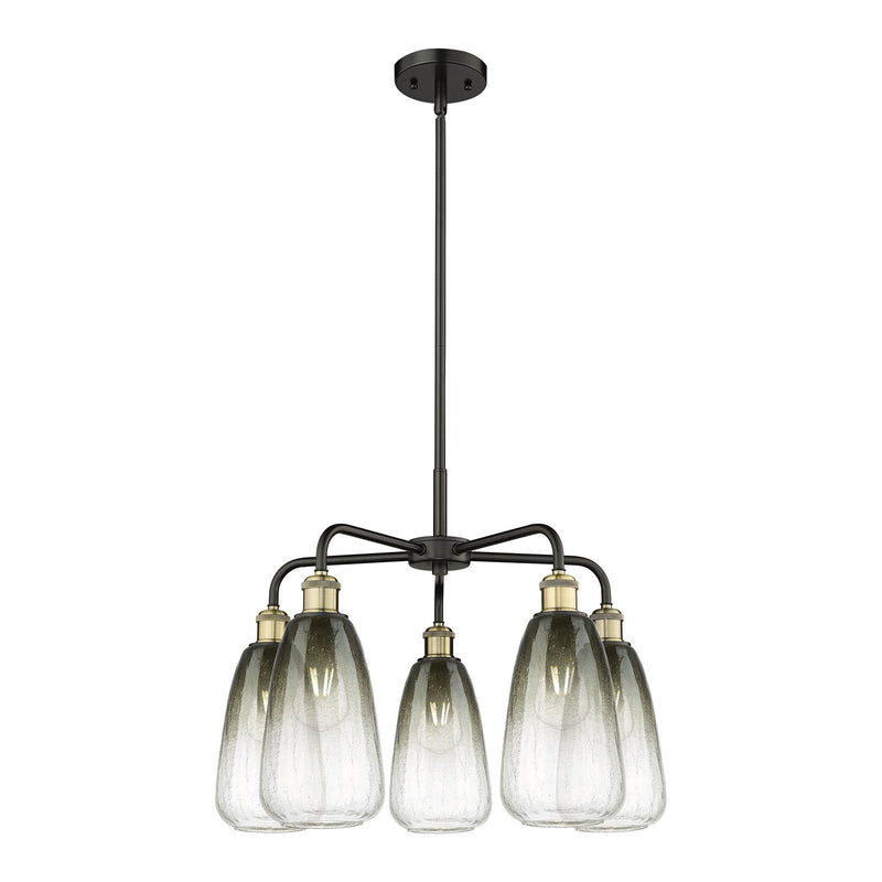 Innovations Brookhaven Almond 25in 5-Light Chandelier | Industrial Black Antique Brass and Slate Glass | Kitchen Island & | Model 516-5CR-BAB-G480-6SL