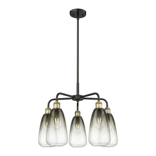 Innovations Brookhaven Almond 25in 5-Light Chandelier | Industrial Black Antique Brass and Slate Glass | Kitchen Island & | Model 516-5CR-BAB-G480-6SL