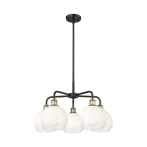 Innovations Brookhaven Globe 26in 5-Light Chandelier | Industrial Black Antique Brass and Opal Glass | Damp Rated Dining Room | Model 516-5CR-BAB-G483-8OP
