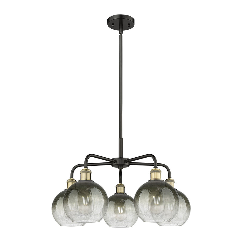 Innovations Brookhaven Globe 26in 5-Light Chandelier | Industrial Black Antique Brass and Slate Glass | Kitchen Island & | Model 516-5CR-BAB-G483-8SL