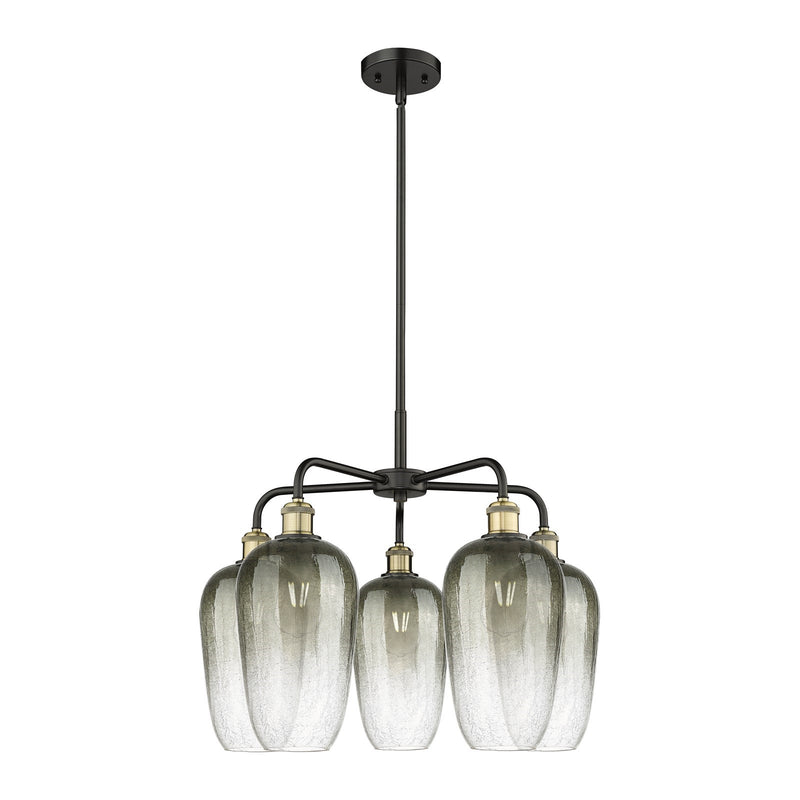 Innovations Brookhaven Flute 26in 5-Light Chandelier | Industrial Black Antique Brass and Slate Glass | Dining Room & Living | Model 516-5CR-BAB-G484-7SL